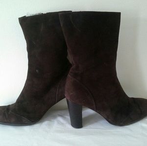 Chanel mid-calf suede boots